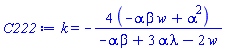 k = -4*(-alpha*beta*w+alpha^2)/(-alpha*beta+3*alpha*lambda-2*w)