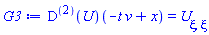 ((D@@2)(U))(-t*v+x) = diff(diff(U(xi), xi), xi)
