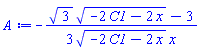 -(1/3)*(3^(1/2)*(-2*C1-2*x)^(1/2)-3)/((-2*C1-2*x)^(1/2)*x)