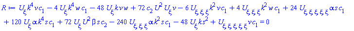 (diff(U(xi), xi))*k^4*v*c[1]-4*(diff(U(xi), xi))*k^4*w*c[1]-48*(diff(U(xi), xi))*k*v*w+72*c[2]*U(xi)^2*(diff(U(xi), xi))*v-6*(diff(diff(diff(U(xi), xi), xi), xi))*k^2*v*c[1]+4*(diff(diff(diff(U(xi), xi), xi), xi))*k^2*w*c[1]+24*(diff(diff(diff(diff(diff(U(xi), xi), xi), xi), xi), xi))*alpha*s*c[1]+120*(diff(U(xi), xi))*alpha*k^4*s*c[1]+72*(diff(U(xi), xi))*U(xi)^2*beta*s*c[2]-240*(diff(diff(diff(U(xi), xi), xi), xi))*alpha*k^2*s*c[1]-48*(diff(U(xi), xi))*k*s^2+(diff(diff(diff(diff(diff(U(xi), xi), xi), xi), xi), xi))*v*c[1] = 0