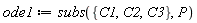 ode1 := subs({C1, C2, C3}, P)