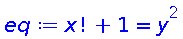 factorial(x)+1 = y^2
