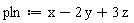 pln := x-2*y+3*z