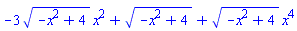 -3*(-x^2+4)^(1/2)*x^2+(-x^2+4)^(1/2)+(-x^2+4)^(1/2)*x^4