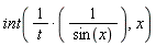 int(1/(t*sin(x)), x)