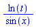 ln(t)/sin(x)