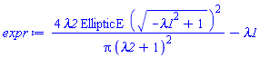 4*lambda2*EllipticE((-lambda1^2+1)^(1/2))^2/(Pi*(lambda2+1)^2)-lambda1