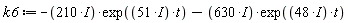 k6 := -(210*I)*exp((51*I)*t)-(630*I)*exp((48*I)*t)