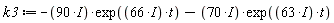 k3 := -(90*I)*exp((66*I)*t)-(70*I)*exp((63*I)*t)
