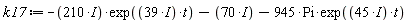 k17 := -(210*I)*exp((39*I)*t)-70*I-945*Pi*exp((45*I)*t)