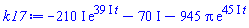 -(210*I)*exp((39*I)*t)-70*I-945*Pi*exp((45*I)*t)