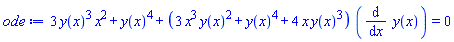 3*y(x)^3*x^2+y(x)^4+(3*x^3*y(x)^2+y(x)^4+4*x*y(x)^3)*(diff(y(x), x)) = 0