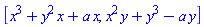 [x^3+x*y^2+a*x, x^2*y+y^3-a*y]