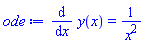 diff(y(x), x) = 1/x^2