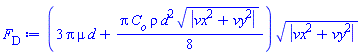 (3*Pi*mu*d+(1/8)*Pi*C__o*rho*d^2*abs(vx^2+vy^2)^.5)*abs(vx^2+vy^2)^.5