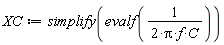 XC := simplify(evalf(1/(2*Pi*f*C)))