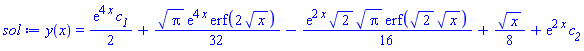 y(x) = (1/2)*exp(4*x)*c__1+(1/32)*Pi^(1/2)*exp(4*x)*erf(2*x^(1/2))-(1/16)*exp(2*x)*2^(1/2)*Pi^(1/2)*erf(2^(1/2)*x^(1/2))+(1/8)*x^(1/2)+exp(2*x)*c__2