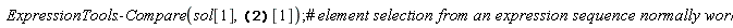 ExpressionTools:-Compare(sol[1], (y(x) = RootOf(-(Int(1/(2*cos(_a)+RootOf(-(Int(1/(2*cos(_a)+_Z)^(1/2), _a = 0 .. y__IC))+x__IC+c__2))^(1/2), _a = 0 .. _Z))+x+c__2), y(x) = RootOf(Int(1/(2*cos(_a)+RootOf(Int(1/(2*cos(_a)+_Z)^(1/2), _a = 0 .. y__IC)+x__IC+c__2))^(1/2), _a = 0 .. _Z)+x+c__2))[1])