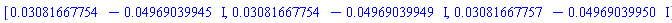 [0.3081667754e-1-0.4969039945e-1*I, 0.3081667754e-1-0.4969039949e-1*I, 0.3081667757e-1-0.4969039950e-1*I]