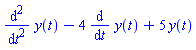 diff(diff(y(t), t), t)-4*(diff(y(t), t))+5*y(t)