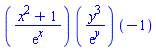 ``((x^2+1)/exp(x))*``(y^3/exp(y))*``(-1)