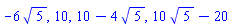 -6*5^(1/2), 10, 10-4*5^(1/2), 10*5^(1/2)-20