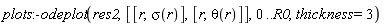plots:-odeplot(res2, [[r, sigma(r)], [r, theta(r)]], 0 .. R0, thickness = 3)