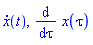 diff(x(t), t), diff(x(tau), tau)