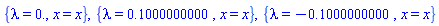 {lambda = 0., x = x}, {lambda = .1000000000, x = x}, {lambda = -.1000000000, x = x}