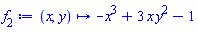 proc (x, y) options operator, arrow; 3*x*y^2-x^3-1 end proc