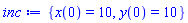 {x(0) = 10, y(0) = 10}