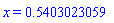 x = .5403023059