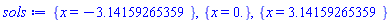 {x = -3.14159265359}, {x = 0.}, {x = 3.14159265359}