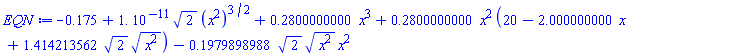 -.175+0.1e-10*2^(1/2)*(x^2)^(3/2)+.2800000000*x^3+.2800000000*x^2*(20-2.000000000*x+1.414213562*2^(1/2)*(x^2)^(1/2))-.1979898988*2^(1/2)*(x^2)^(1/2)*x^2