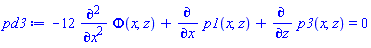 -12*(diff(diff(Phi(x, z), x), x))+diff(p1(x, z), x)+diff(p3(x, z), z) = 0