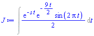 Int((1/2)*exp(-s*t)*exp(-(9/2)*t)*sin(2*Pi*t), t)