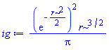 (exp(-(1/2)*r^2))^2*r^(3/2)/Pi