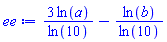 3*ln(a)/ln(10)-ln(b)/ln(10)