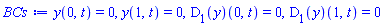 y(0, t) = 0, y(1, t) = 0, (D[1](y))(0, t) = 0, (D[1](y))(1, t) = 0