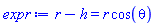 r-h = r*cos(theta)