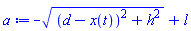 -((d-x(t))^2+h^2)^(1/2)+l