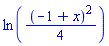 ln((1/4)*(-1+x)^2)