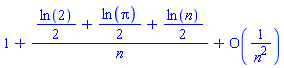 1+((1/2)*ln(2)+(1/2)*ln(pi)+(1/2)*ln(n))/n+O(1/n^2)