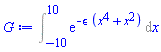 Int(exp(-epsilon*(x^4+x^2)), x = -10 .. 10)