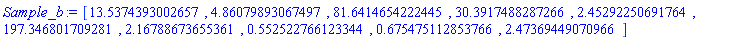 Sample_b := Vector[row](10, {(1) = 13.537439300265703, (2) = 4.860798930674968, (3) = 81.64146542224445, (4) = 30.391748828726648, (5) = 2.4529225069176386, (6) = 197.3468017092814, (7) = 2.1678867365536125, (8) = .5525227661233436, (9) = .6754751128537665, (10) = 2.4736944907096627}, datatype = float[8])