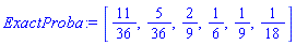 [11/36, 5/36, 2/9, 1/6, 1/9, 1/18]