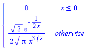 piecewise(x <= 0, 0, sqrt(2)*exp(-1/(2*x))/(2*sqrt(Pi)*x^(3/2)))
