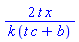 2*t*x/(k*(c*t+b))