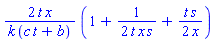 2*t*x*(1+1/(2*t*x*s)+t*s/(2*x))/(k*(c*t+b))