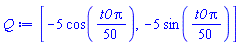 [-5*cos((1/50)*t0*Pi), -5*sin((1/50)*t0*Pi)]